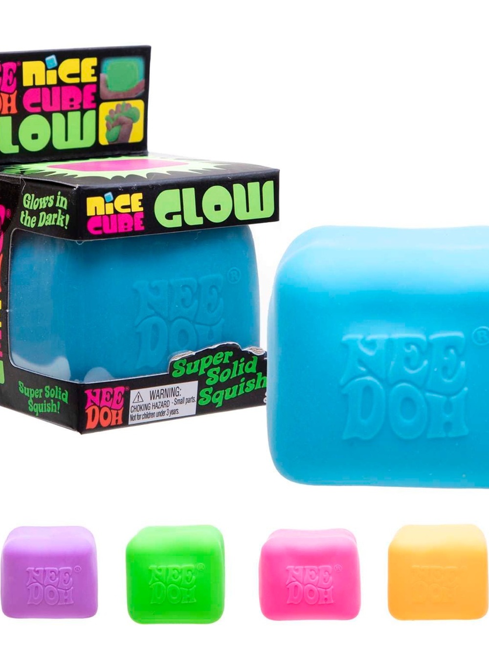 Nee Doh Glow Super Solid Squish - Blue Sensory Toy